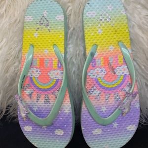 Justice unicorn rainbow sandals